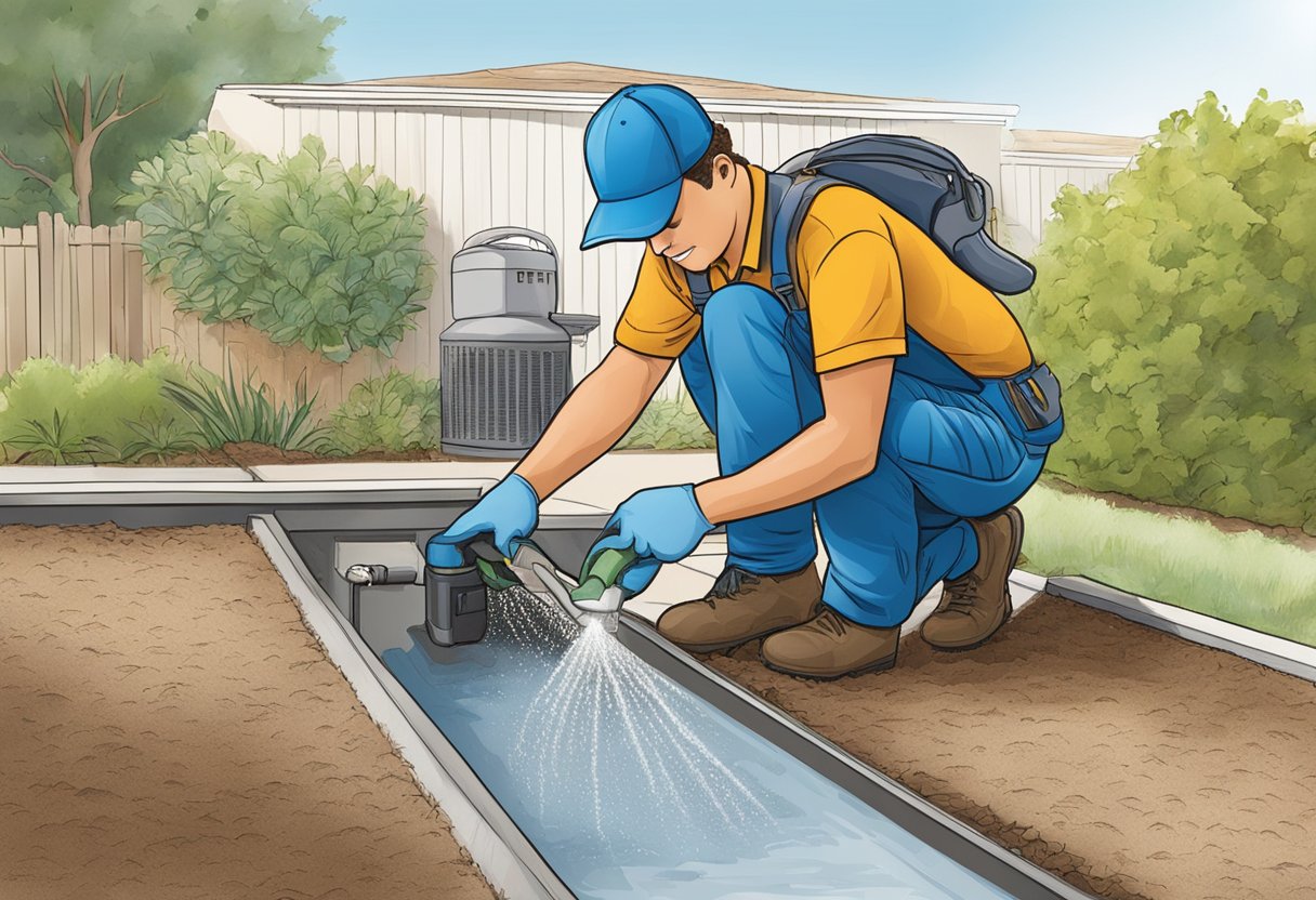 A technician installs and repairs an irrigation system in Sacramento